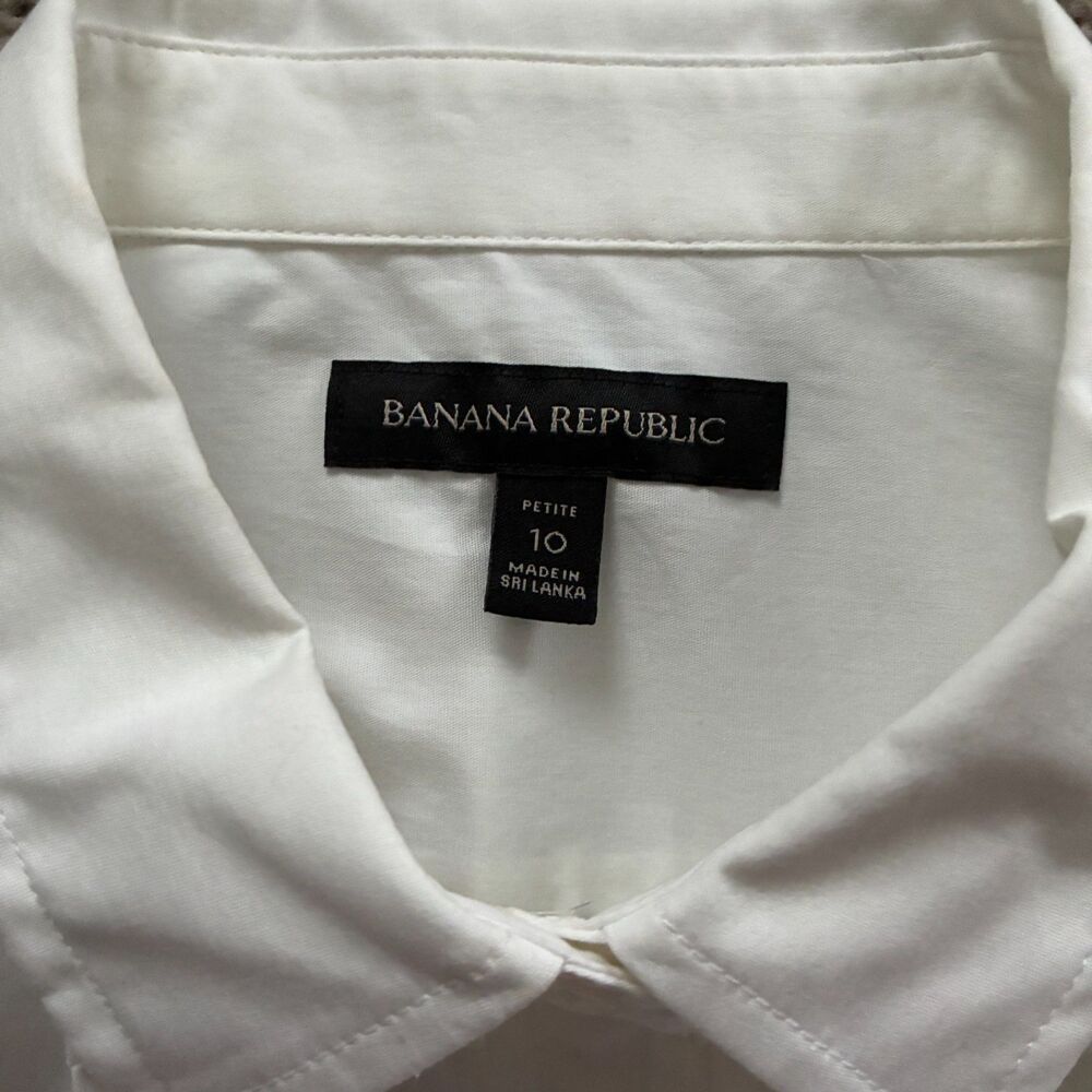 Banana Republic Riley Women Top 10P White Ruffle Sleeveless Tailored Preppy - Picture 3 of 10